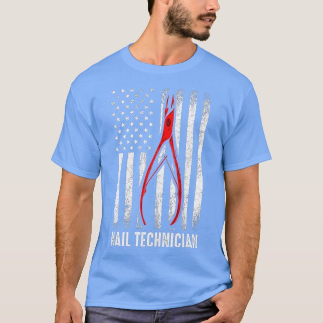 T-shirt Outil de drapeau du technicien de ongle US Nail Te (Devant)