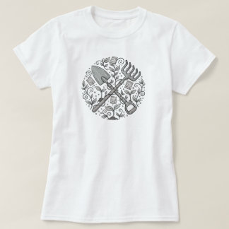 T-shirt Outil de jardin Whimsical Folk-Art | T-Shir BLANC