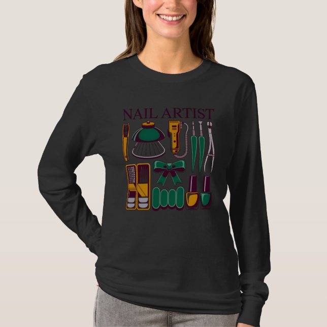 T-shirt Outils d'artiste d'ongles Graphique pour manucures (Devant)