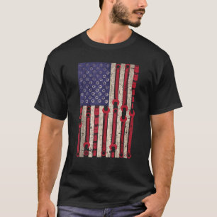 T-shirt Outils de clé à drapeau américain 4 juillet Mécani