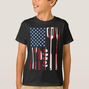 T-shirt Outils de grillade amusants pour barbecue américai
