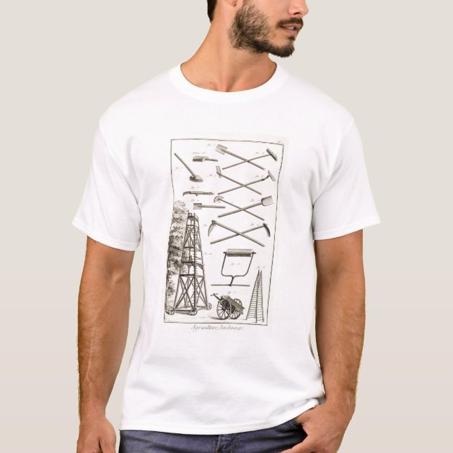 T-shirt Outils de jardinage et une plate-forme mobile (Devant)