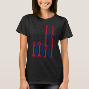 T-shirt Outils de mécanicien Drapeau américain Fête du Tra
