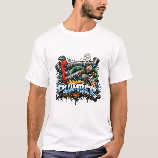 T-shirt Outils de plombier graffiti Design d'art de rue (Devant)
