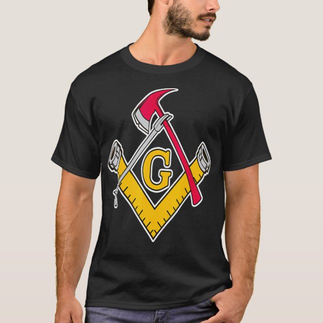 T-shirt Outils de pompier Mens Masonic (Devant)