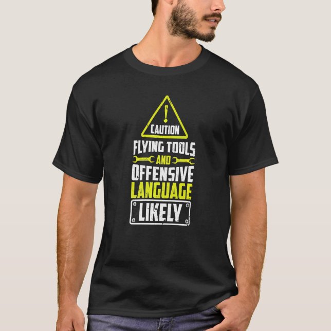 T-shirt Outils et langue de vol de prudence d'aéronef dies (Devant)