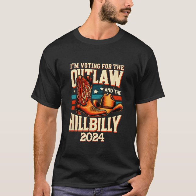 T-shirt Outlaw Hillbilly 2024 Élection américaine Chaussur (Devant)