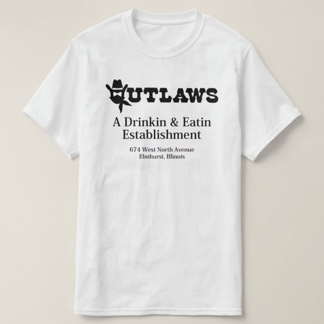 T-shirt Outlaws Restaurant & Bar, Elmhurst, IL (Design devant)