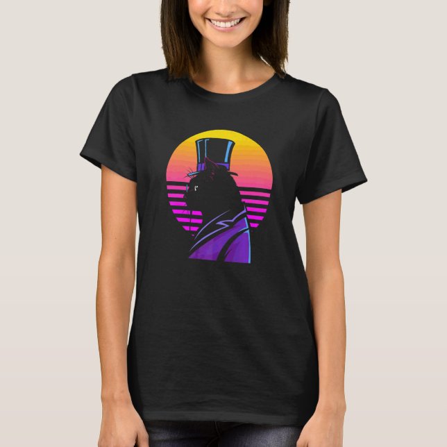 T-shirt Outrun Synthwave Cyberpunk Streampunk Chat (Devant)