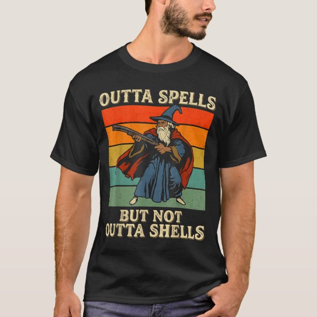 T-shirt Outta Spells But Not Outta Shells Wizard Retro Fan (Devant)