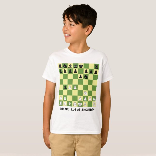 T-shirt Ouverture des échecs de défense bogo-indienne Chem (Devant entier)