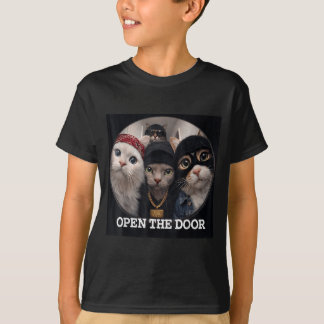 T-shirt Ouvrez la porte Gang de chat drôle mème humour