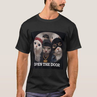 T-shirt Ouvrez la porte Gang de chat drôle mème humour