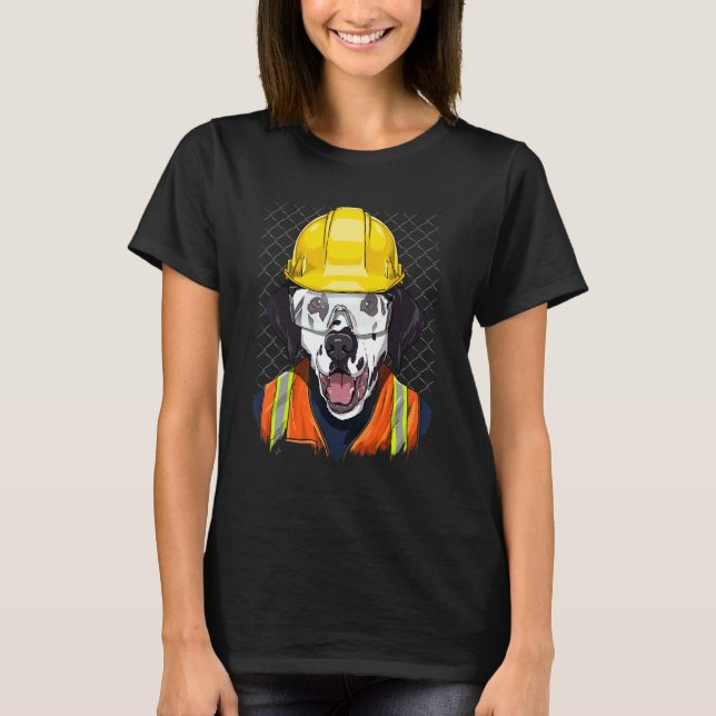 T-shirt Ouvrier de construction Dalmatien Ouvrier Animaux  (Devant)
