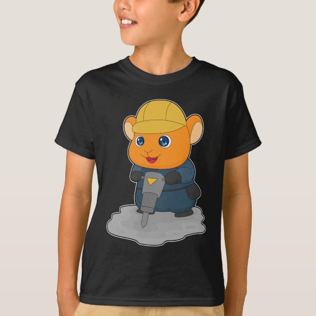 T-shirt Ouvrier de construction Hamster Marteau-piqueur Co (Devant)