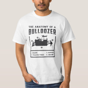 T-shirt Ouvrier De Construction L'Anatomie D'Un Bulldozer