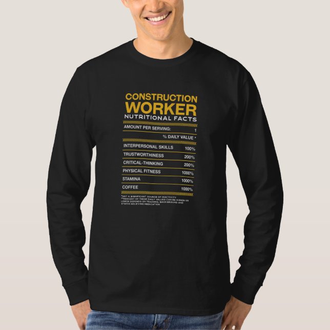 T-shirt Ouvrier de construction Nutrition Fact Foreman Mas (Devant)