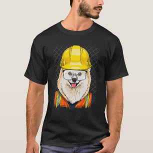 T-shirt Ouvrier de construction Pomeranian Ouvrier Animal 