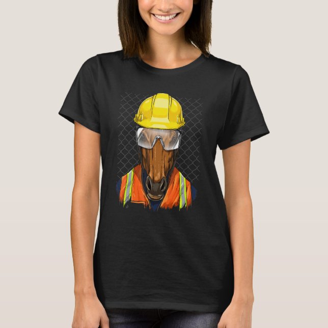 T-shirt Ouvrier de la construction Cheval Travailleur Anim (Devant)