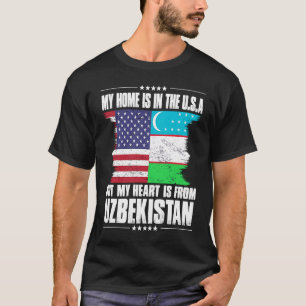 T-shirt Ouzbek américain patriote grandi fier à la maison