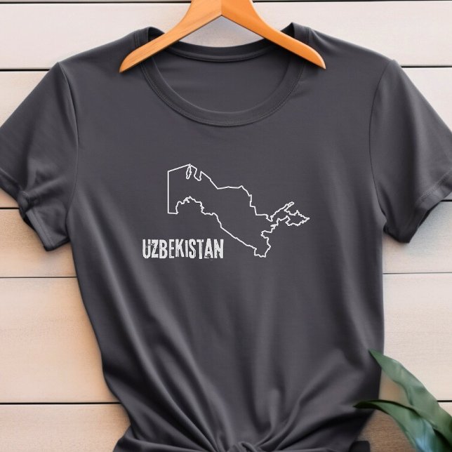 T-shirt Ouzbékistan Plan de pays Forme de ligne Frontière  (Créateur téléchargé)
