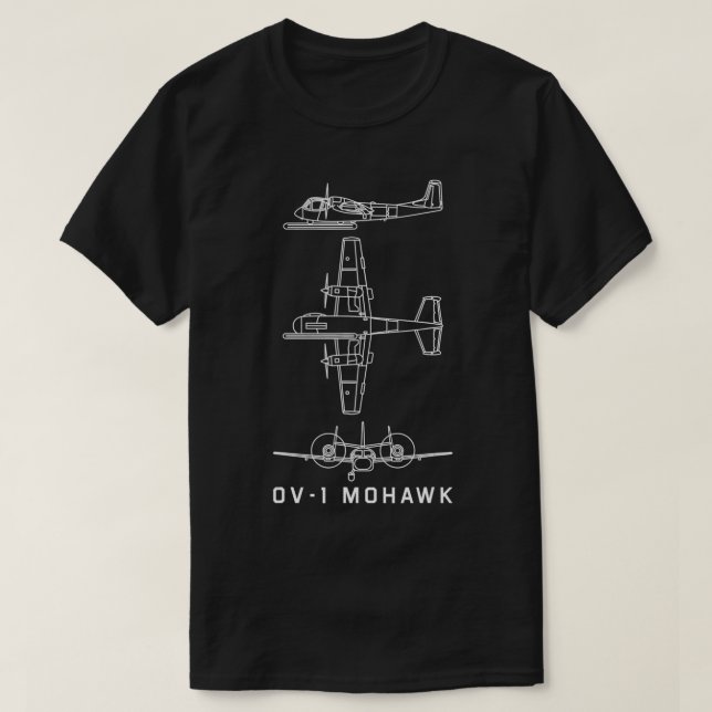 T-shirt OV1 Mohawk American Plane Blueprint Cadeau (Design devant)