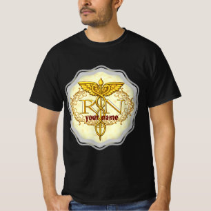 T-shirt Oval Gold Nurse Caduceus