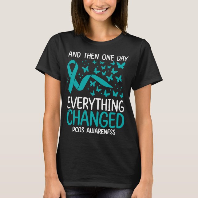 T-shirt Ovary Warrior Ribbon Fighter PCOS Awareness (Devant)