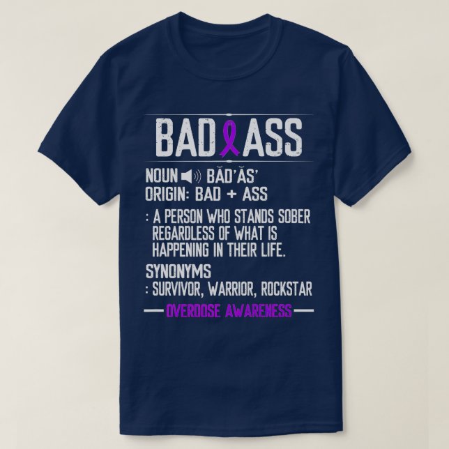T-shirt Overdose Awareness Baeda Clean Life Purple Ribbon (Design devant)