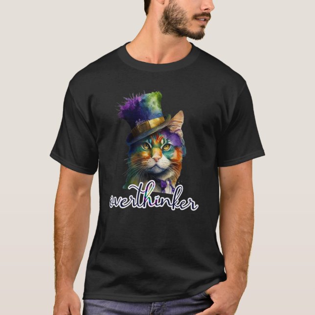 T-shirt Overthinking Cat Meme Overthinker cadeaux Noël (Devant)