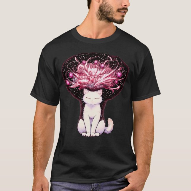 T-shirt Overthinking Mind Cosmic Chaos Cat (Devant)