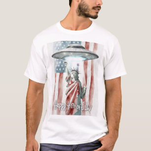 T-shirt OVNI 4 juillet Statue de la Liberté Art amusant
