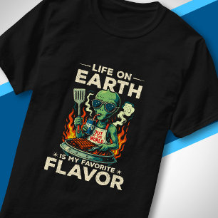 T-shirt OVNI BBQ Vie sur Terre Rétro Sci-Fi Drôle Extrater