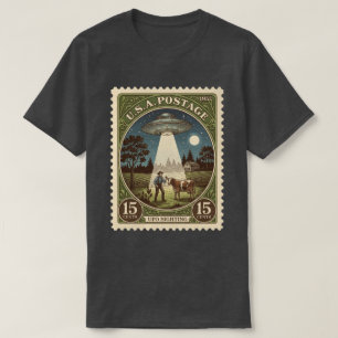 T-shirt OVNI de timbre postal vintage