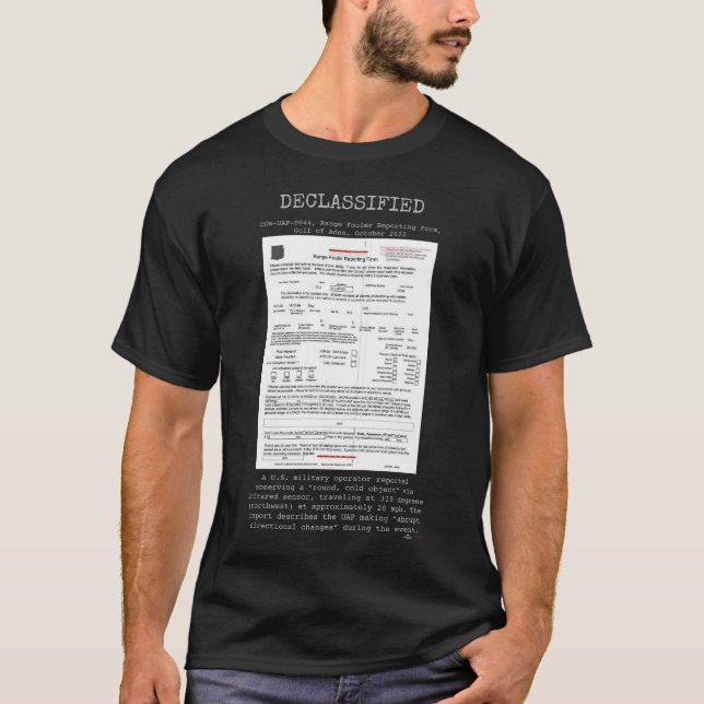 T-shirt OVNI - Déclassifié DOW-UAP-D044,RFRF,GOLFE D'ADEN  (Devant)