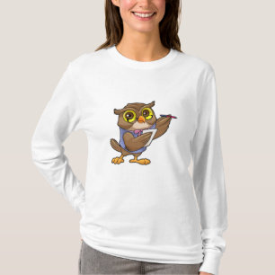 T-shirt Owl comme secrétaire avec stylo et note