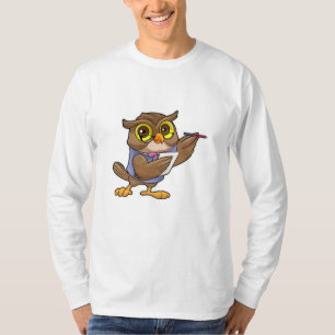 T-shirt Owl comme secrétaire avec stylo et note