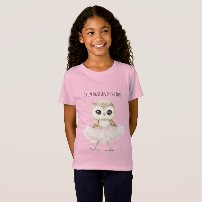T-Shirt Owl Dancing Pink Tutu Ballerina (Devant entier)