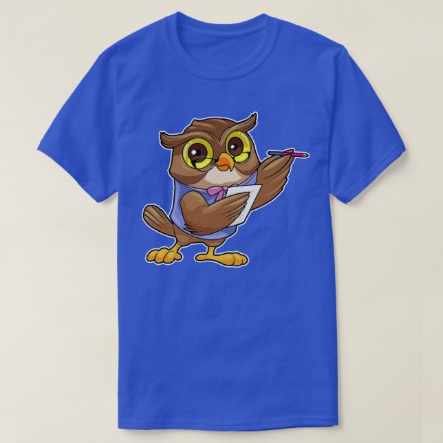 T-shirt Owl en tant que secrétaire avec stylo à bille (Design devant)
