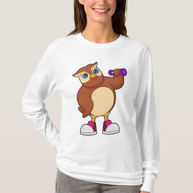 T-shirt Owl Fitness Dumbbell (Devant)