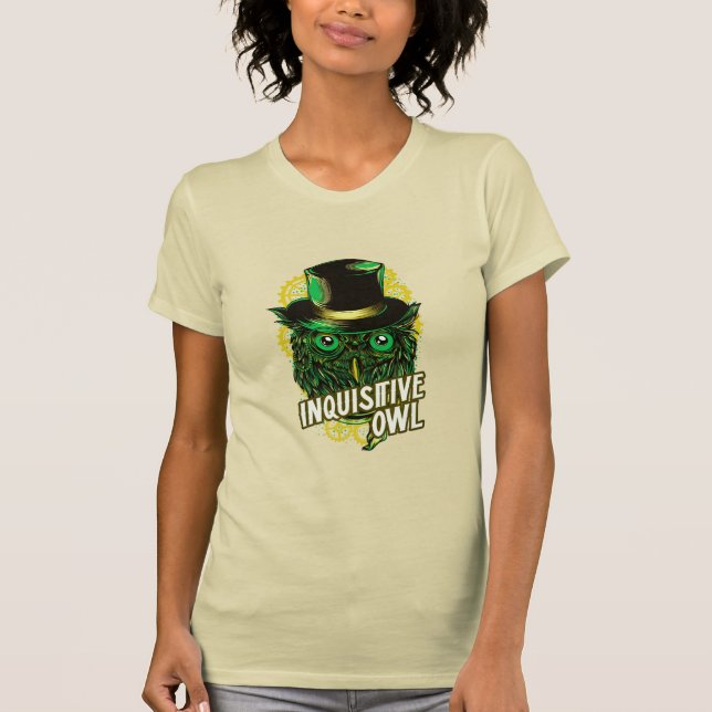 T-shirt Owl Inquisitive - green steampunk weirdo (Devant)