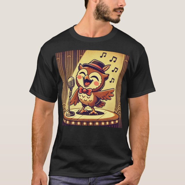 T-shirt Owl Jolson - Chouette Vintage de Jazz (Devant)