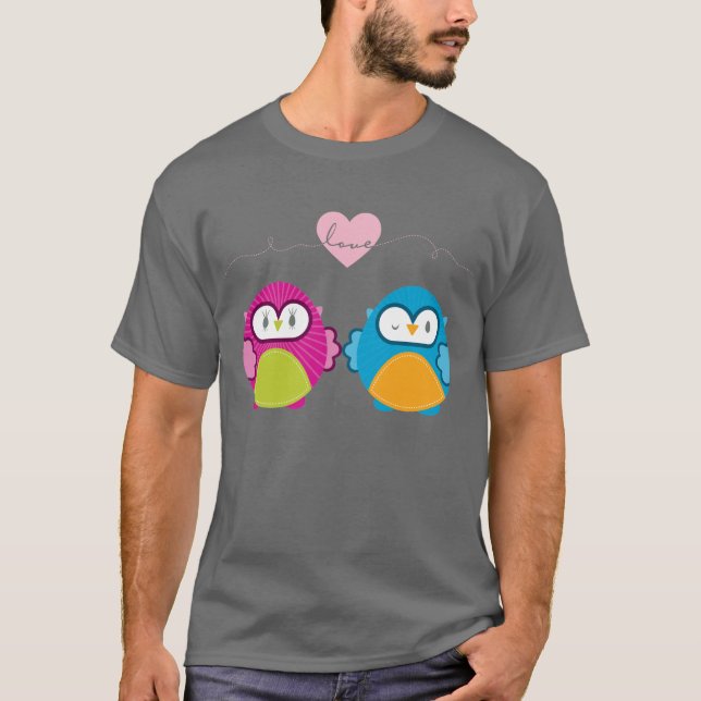 T-shirt OWL LOVE :: fille vive + garçon (Devant)