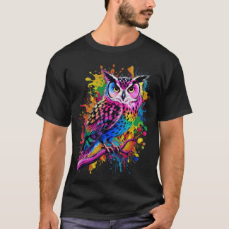 T-shirt Owl Men Woman Colorful Watercolor Owl friend girl 