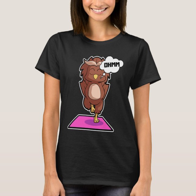 T-shirt Owl Owl Yoga Poses Sport Gymnastics Ohmmm Heartbea (Devant)