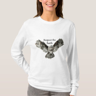 T-shirt Owl, Respectez la Terre Citation amérindienne