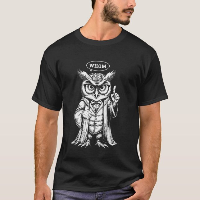 T-shirt Owl Whom English Teacher Grammar Nerd Writer Autho (Devant)