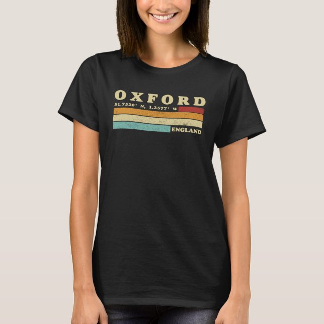 T-shirt Oxford Angleterre Ville Rétro Longitude Latitude (Devant)
