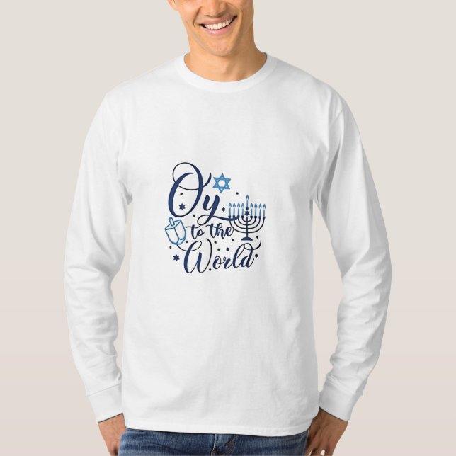 T-shirt Oy to the World Hanoukka Juif Drôle (Devant)