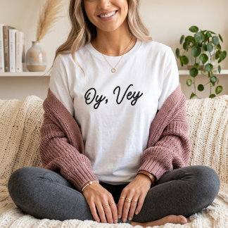 T-shirt Oy Vey Expression Juive Drôle Minimaliste Script